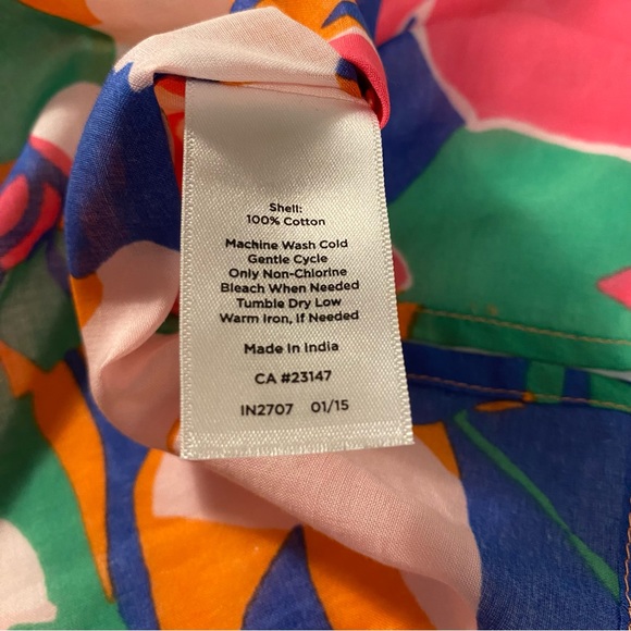 Talbots Floral Sleeveless Split Neck Cotton Blouse - Picture 7 of 9